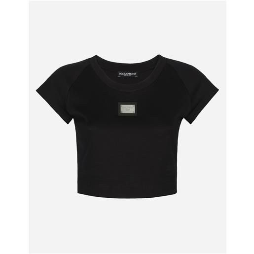 Dolce & Gabbana cropped jersey t-shirt with dolce&gabbana tag