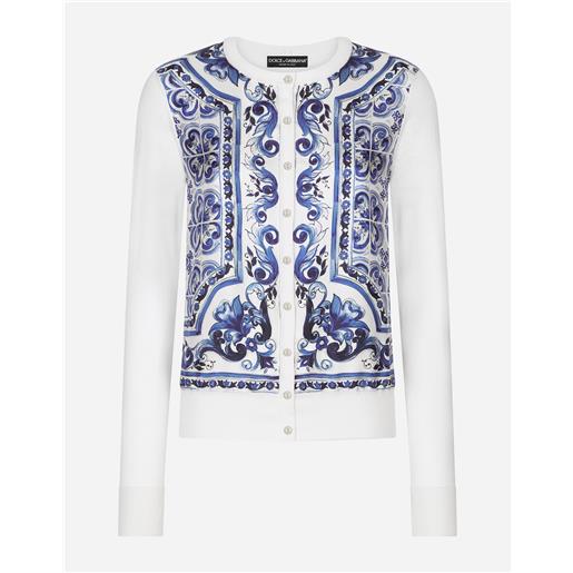 Dolce & Gabbana cardigan in seta e twill stampa maiolica