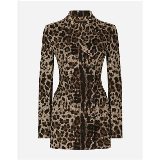 Dolce & Gabbana giacca turlington doppiopetto in lana jacquard leopardo