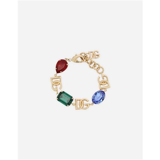 Dolce & Gabbana bracciale con logo dg e strass multicolor