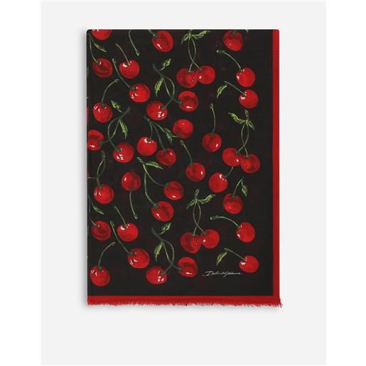 Dolce & Gabbana cherry-print cashmere and modal scarf (135x200)