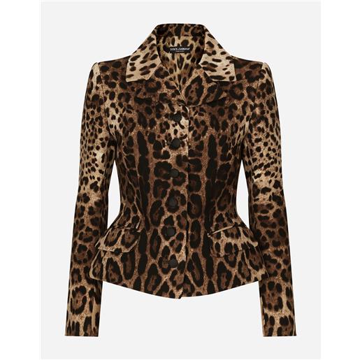 Dolce & Gabbana giacca monopetto in doppio crêpe stampa leopardo