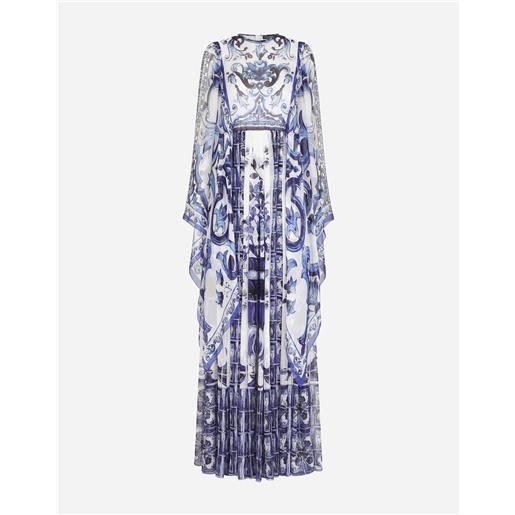Dolce & Gabbana abito lungo in chiffon stampa maiolica