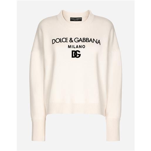 Dolce & Gabbana maglia in cashmere con logo dg flock