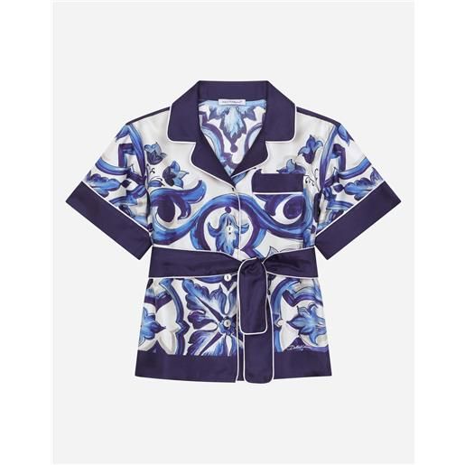 Dolce & Gabbana camicia in twill stampa maiolica