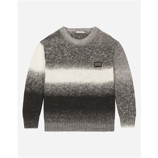 Dolce & Gabbana maglione girocollo in maglia degrade con placca logata