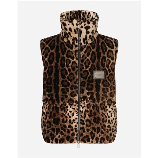 Dolce & Gabbana giubbotto senza maniche stampa leopardo con placca logata