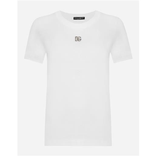 Dolce & Gabbana t-shirt in cotone con logo dg crystal