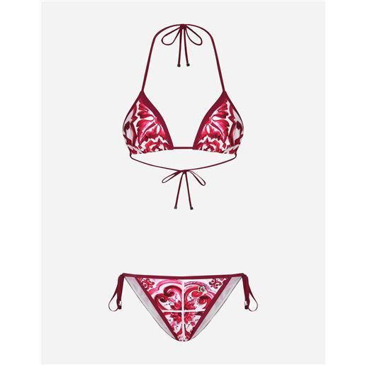 Dolce & Gabbana majolica print triangle bikini