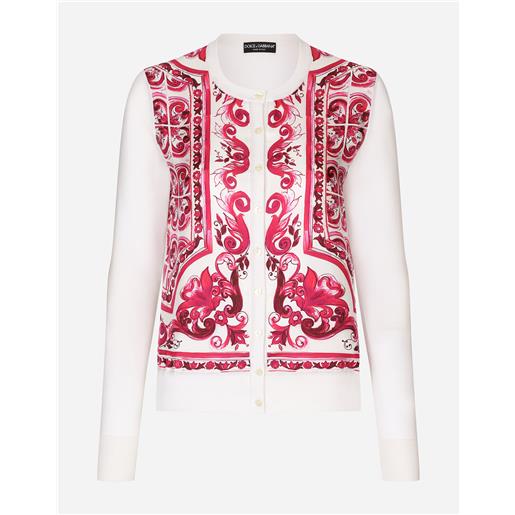 Dolce & Gabbana cardigan in seta e twill stampa maiolica