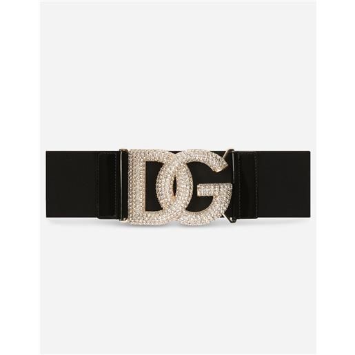 Dolce & Gabbana elasticated belt with crystal dg buckle