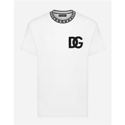 Dolce & Gabbana t-shirt girocollo cotone con ricamo dg