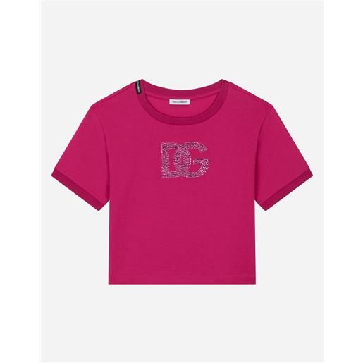Dolce & Gabbana t-shirt in jersey con logo in strass