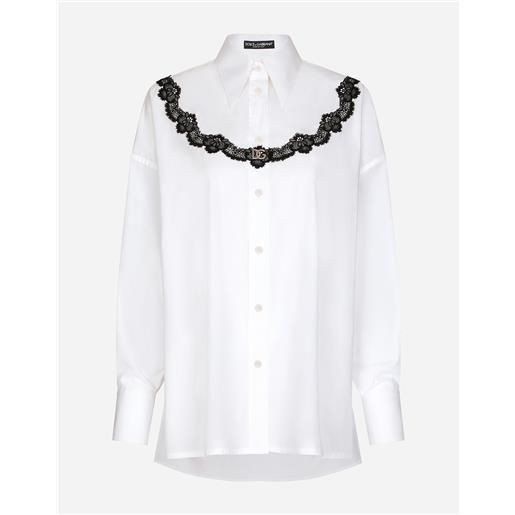 Dolce & Gabbana oversize poplin shirt with lace inserts