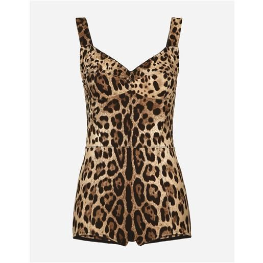 Dolce & Gabbana leopard-print charmeuse bodysuit