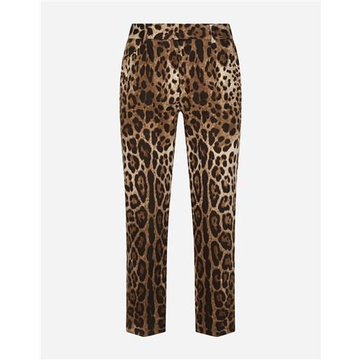 Dolce & Gabbana pantaloni in drill stampa leopardo