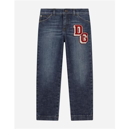 Dolce & Gabbana pantalone 5 tasche in denim con patch dg