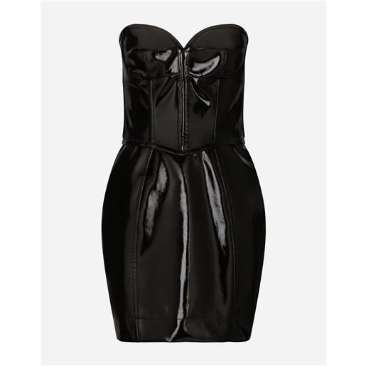 Dolce & Gabbana short corset-style patent leather dress