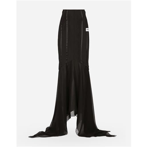 Dolce & Gabbana long silk skirt with mermaid ruffle