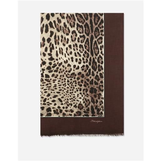 Dolce & Gabbana sciarpa 135x200 in modal e cashmere stampa leopardo