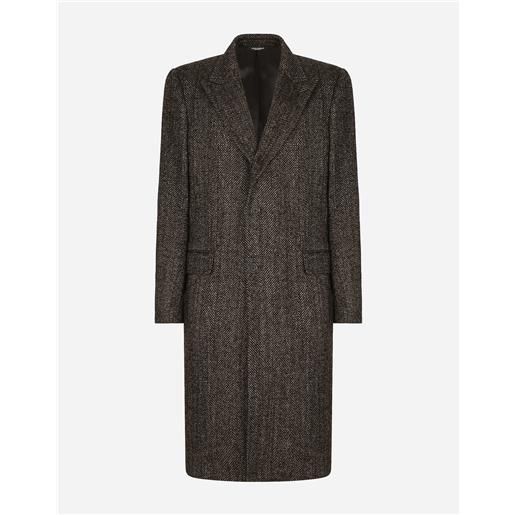 Dolce & Gabbana cappotto monopetto lana alpaca spigato