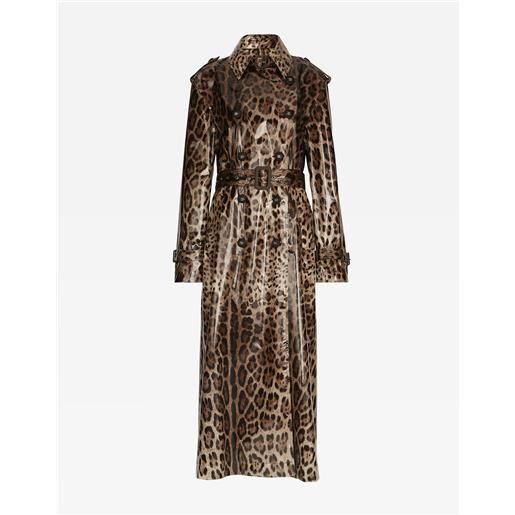 Dolce & Gabbana trench in raso spalmato stampa leopardo