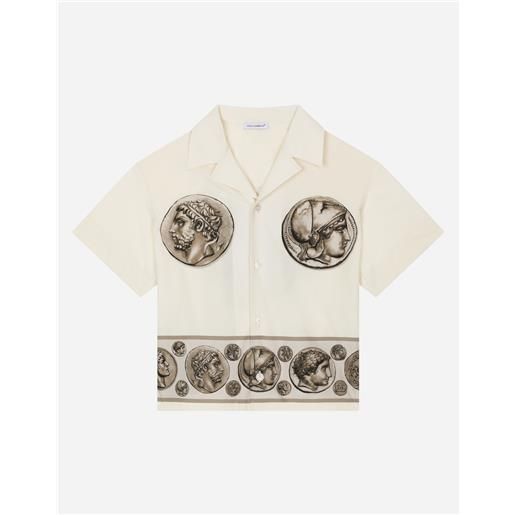 Dolce & Gabbana camicia a manica corta in popeline con stampa monete