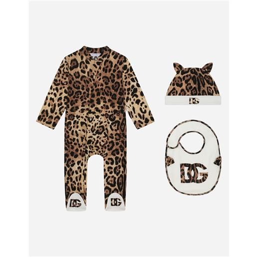 Dolce & Gabbana set regalo 3 pezzi in jersey stampa leopardo