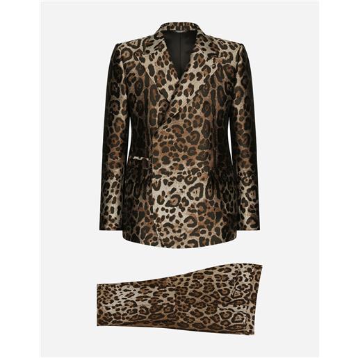 Dolce & Gabbana abito sicilia doppipetto jacquard leopardo
