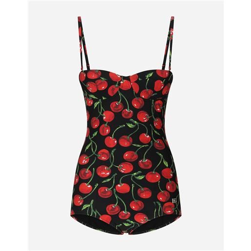 Dolce & Gabbana cherry-print balconette one-piece swimsuit