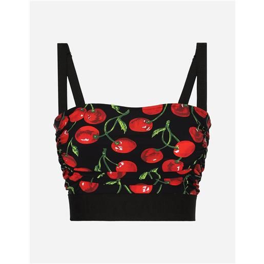 Dolce & Gabbana cherry-print technical jersey top with straps