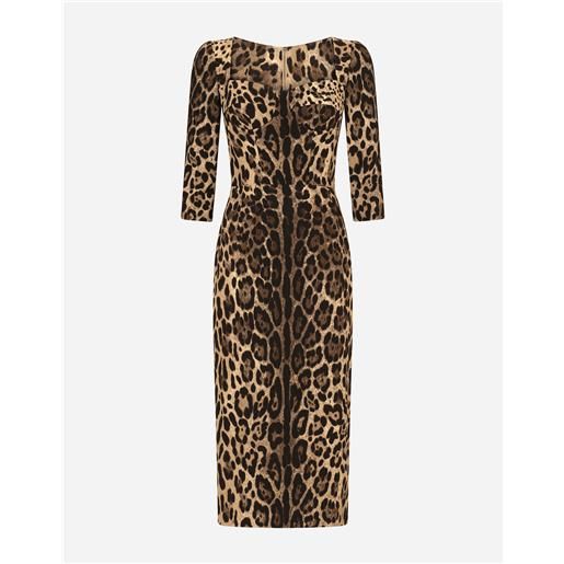 Dolce & Gabbana leopard-print calf-length cady dress