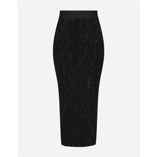 Dolce & Gabbana tulle calf-length skirt with all-over dg logo