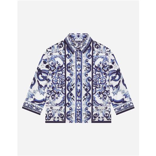 Dolce & Gabbana camicia in popeline stampa maiolica