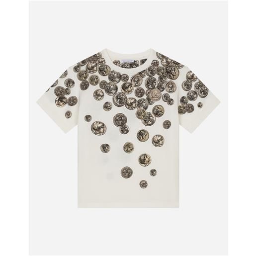 Dolce & Gabbana t-shirt manica corta in jersey con stampa monete degradé