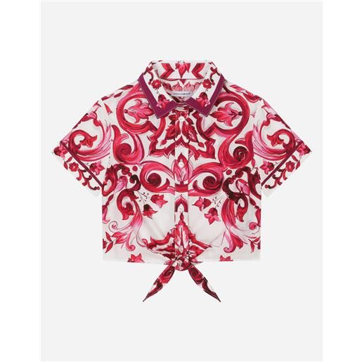 Dolce & Gabbana camicia in popeline con manica corta e stampa maiolica