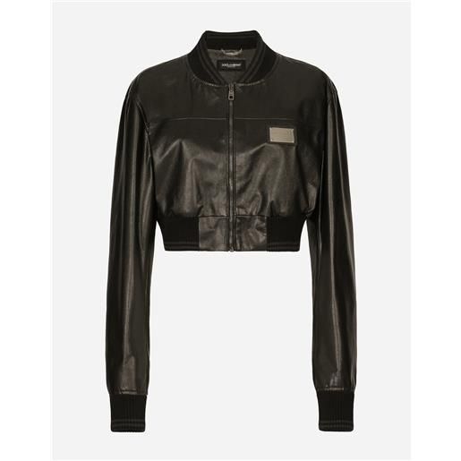 Dolce & Gabbana short nappa leather bomber jacket with dolce&gabbana tag