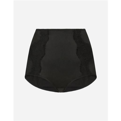 Dolce & Gabbana satin high-waisted panties with lace detailing