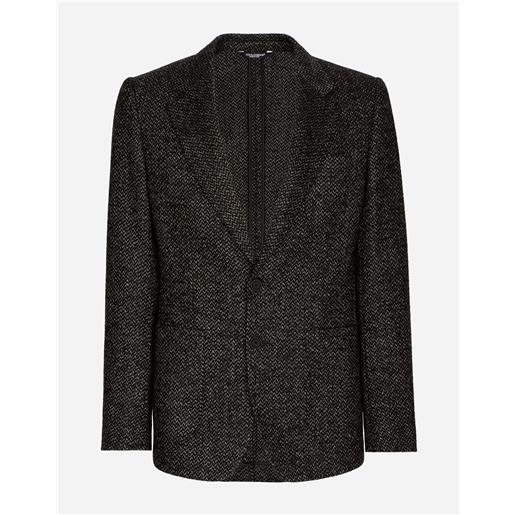 Dolce & Gabbana giacca monopetto tweed lana e alpaca stretch