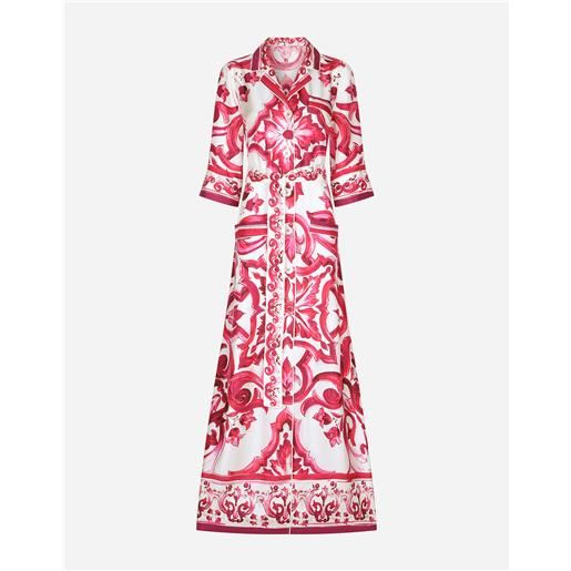 Dolce & Gabbana chemisier lungo in twill stampa maiolica