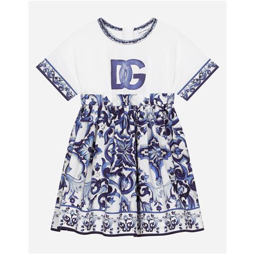 Dolce & Gabbana abito in jersey e popeline stampa maiolica