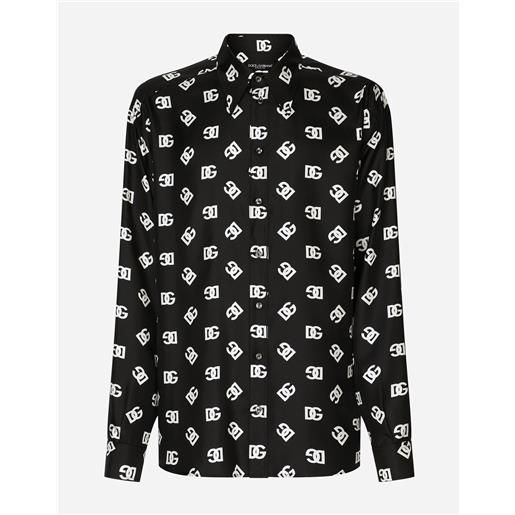 Dolce & Gabbana camicia over twill di seta stampa dg monogram