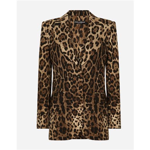 Dolce & Gabbana giacca turlington in lana stampa leopardo