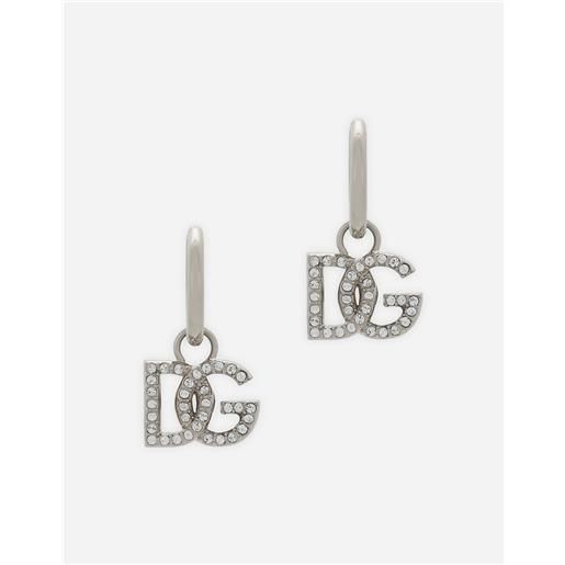 Dolce & Gabbana orecchini creola con pendente logo dg