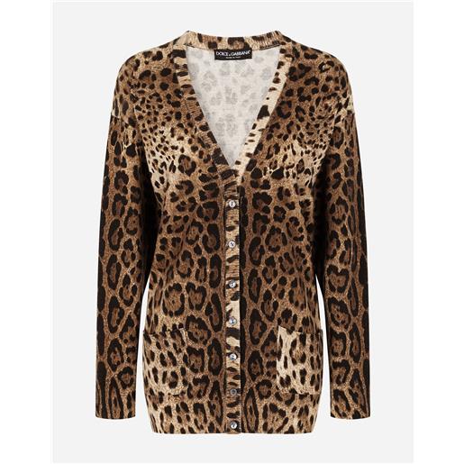Dolce & Gabbana cardigan in cashmere stampa leopardo