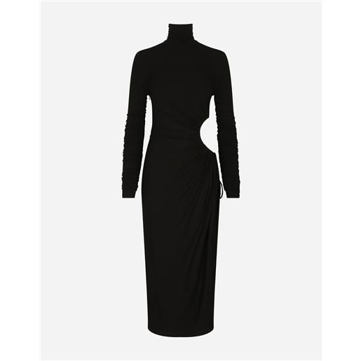 Dolce & Gabbana high-necked jersey calf-length dress with cut-out