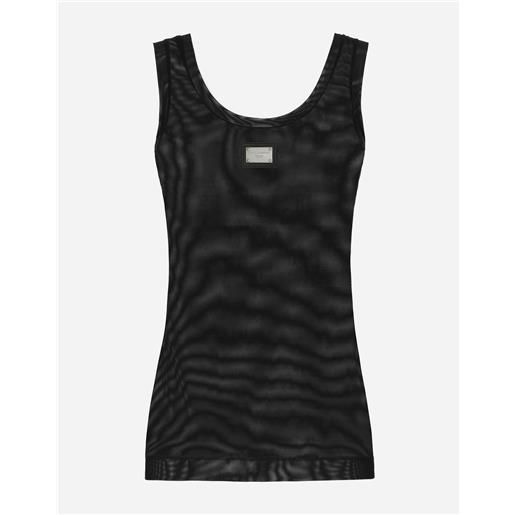 Dolce & Gabbana light tulle vest top with dolce&gabbana logo tag