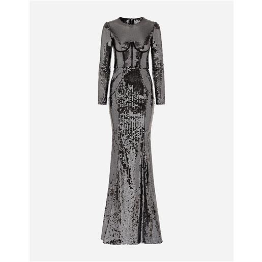 Dolce & Gabbana long sequined dress with corset detailing