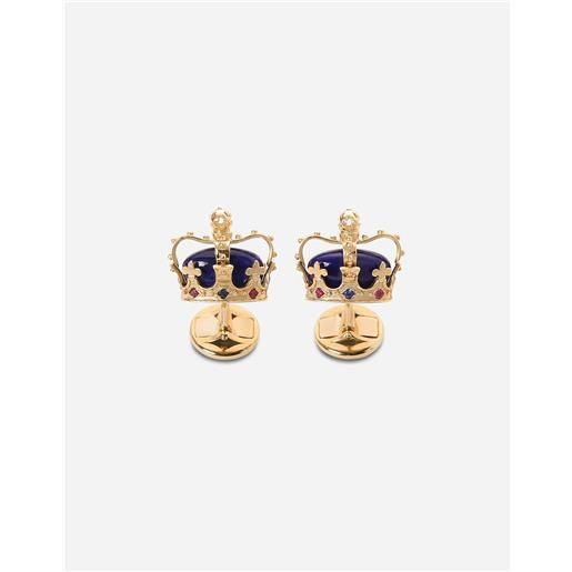 Dolce & Gabbana crown yellow gold cufflinks with lapis lazzuli