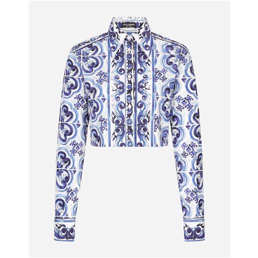 Dolce & Gabbana camicia corta in popeline stampa maiolica